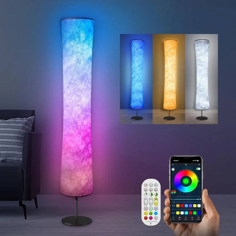 RGB Color Changing Fabric Floor Lamp with Remote App Control Music Sync